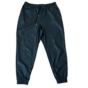 Bagatelle Collection Women’s Black Faux Leather High Rise Joggers Size L